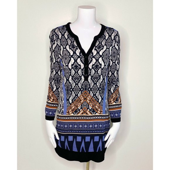 Hale Bob Dresses & Skirts - Hale Bob Viscose Tunic Shirt Dress Print V Neck